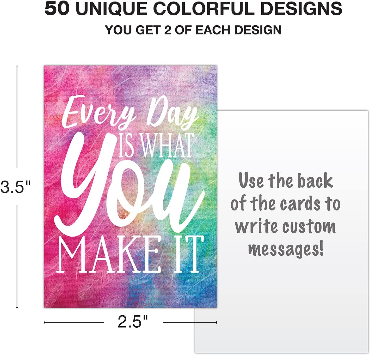 Motivational Cards: 100 Inspirational, Kindness, Motivational and Quote Cards. Business Card Size - 2.5x3.5 inches (Pack of 100) - Image 3